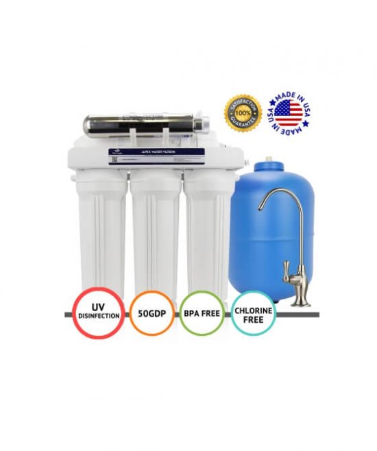 6 Stage UV Disinfecting Under the Sink Reverse Osmosis 50 GPD Drinking Water Filter System