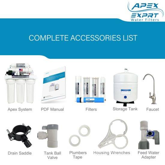 5 Stage Under the Sink Reverse Osmosis 75 GPD Drinking Water Filter System with Pump