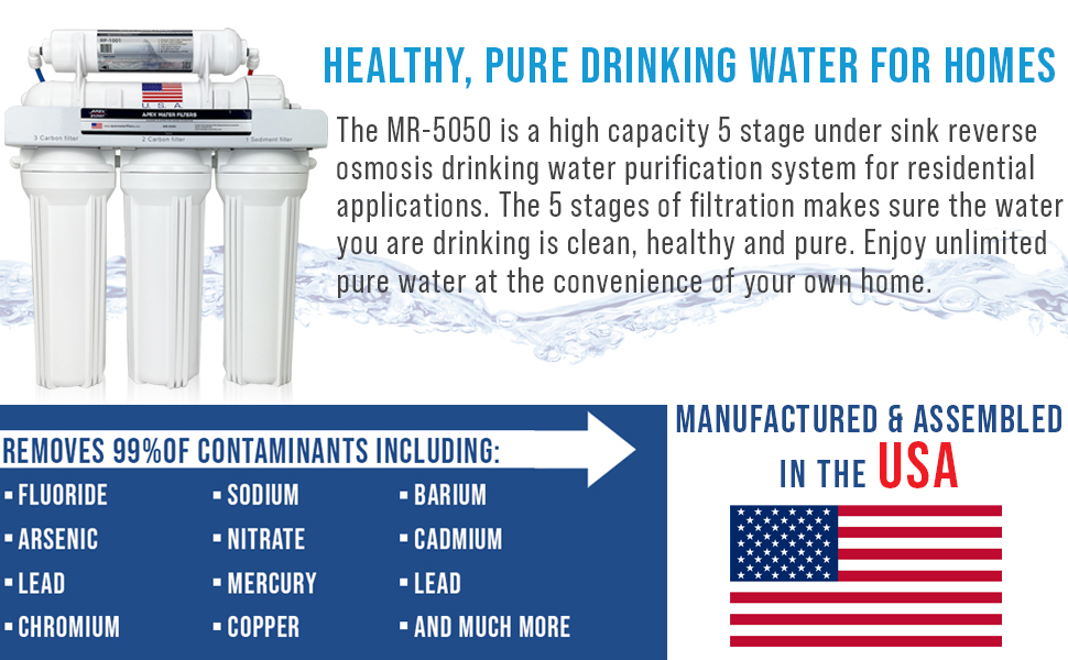 5 Stage Under the Sink Reverse Osmosis Drinking Water Filter System